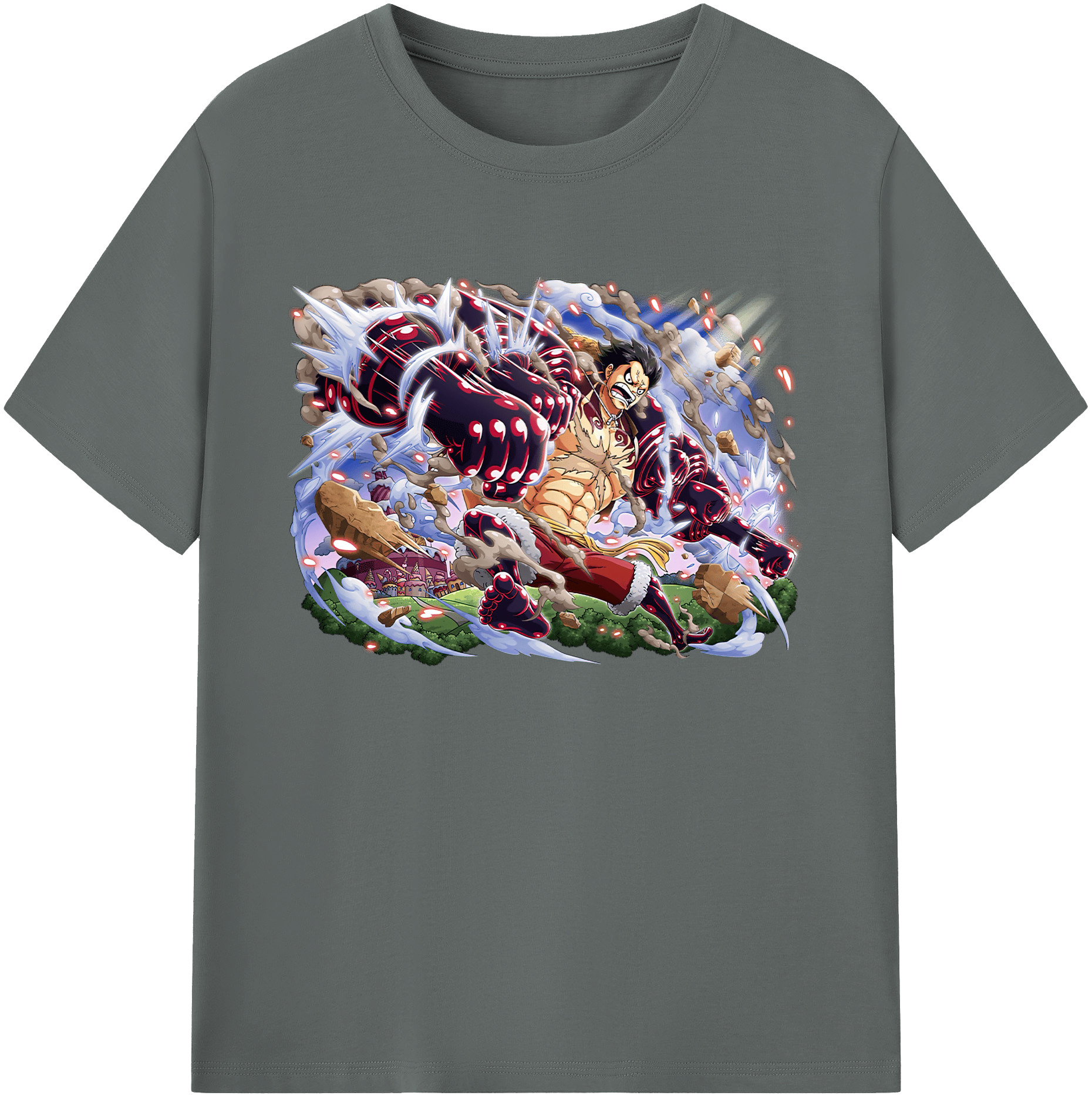 ワンピース モンキー・D・ルフィ ONE PIECE Monkey D. Luffy 綿100％ メンズ半袖Tシャツ｜肌触りやわらか＆通気性